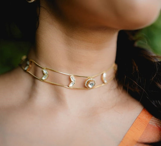 Elegant Jadau Kundan Choker Necklace - Traditional Royal Jewelry - nsjewelscraft