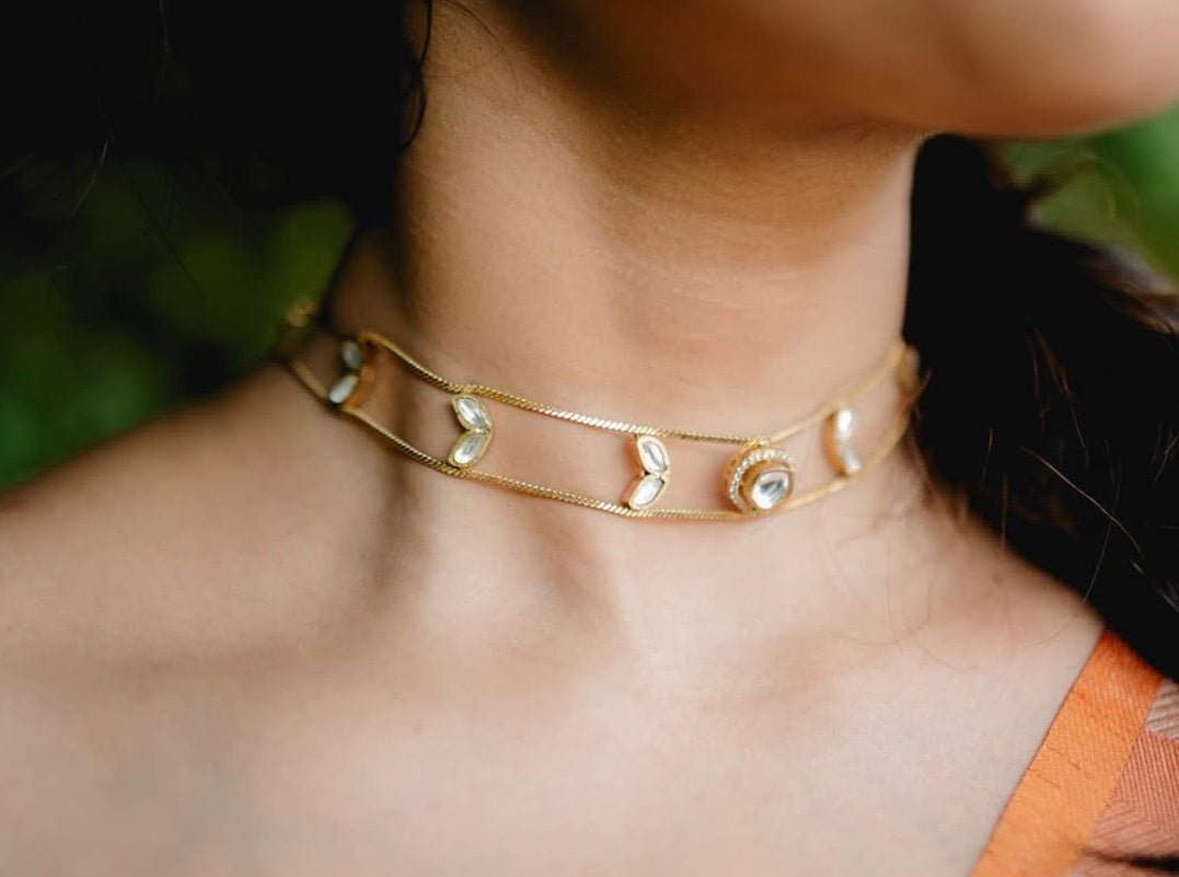 Elegant Jadau Kundan Choker Necklace - Traditional Royal Jewelry - nsjewelscraft