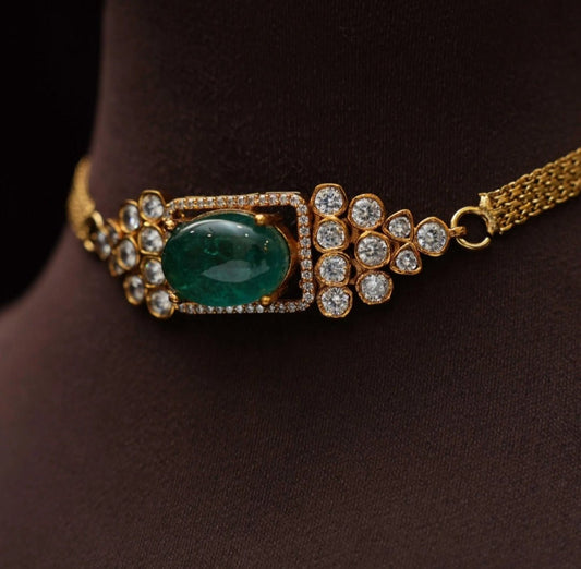 Antique Green Choker Short Necklace - nsjewelscraft