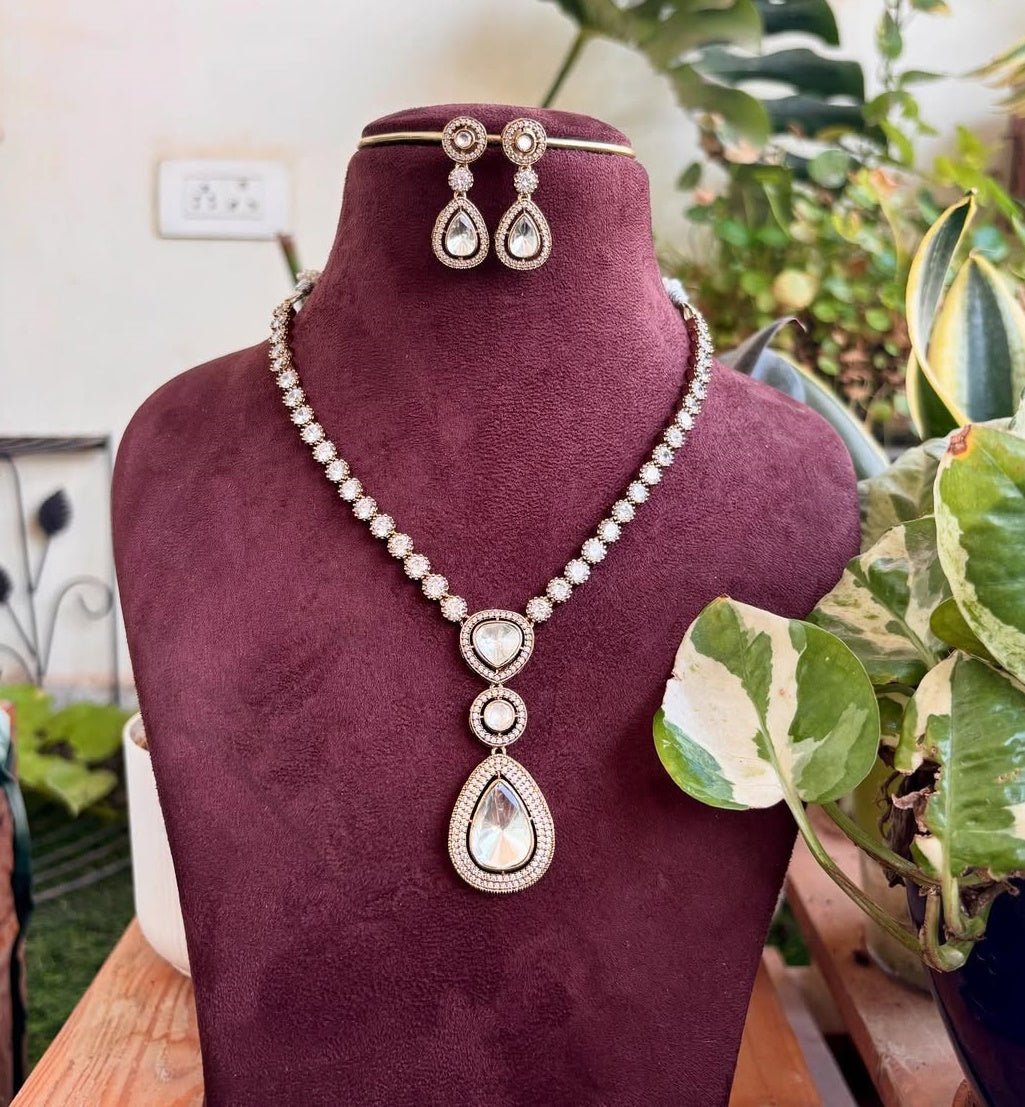 Royal Polki Drop Necklace Set - nsjewelscraft