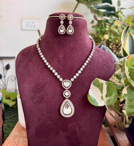 Royal Polki Drop Necklace Set - nsjewelscraft