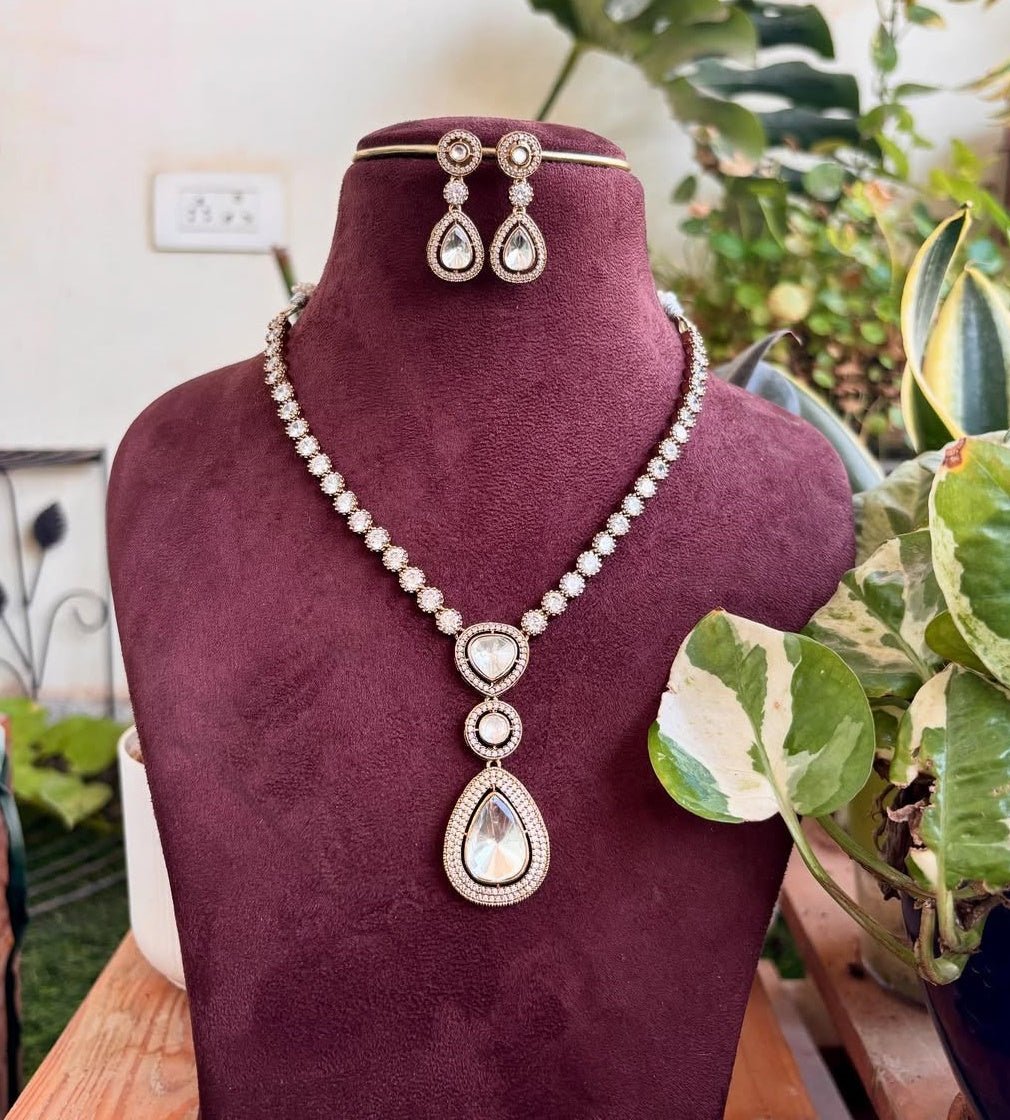 Royal Polki Drop Necklace Set - nsjewelscraft